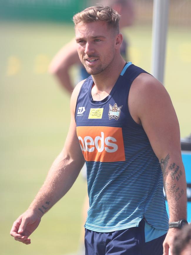 Cartwright arrives at Gold Coast NRL training on May 6. Photo: Chris Hyde/Getty