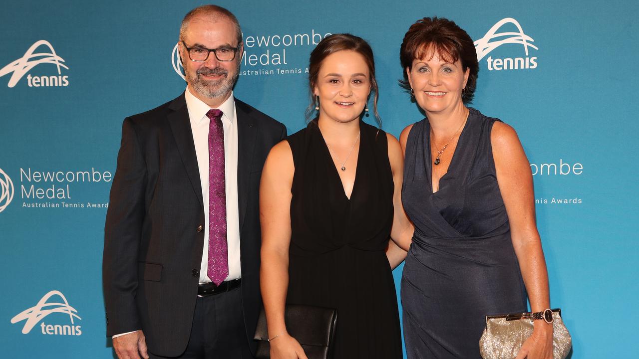 Ashleigh Barty with her parents Robert and Josie.
