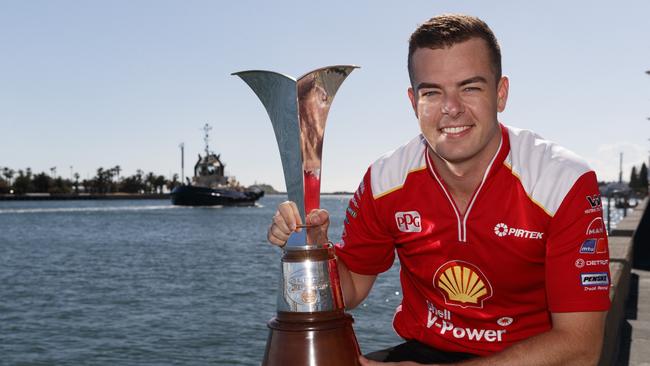 Scott McLaughlin with the championship trophy.