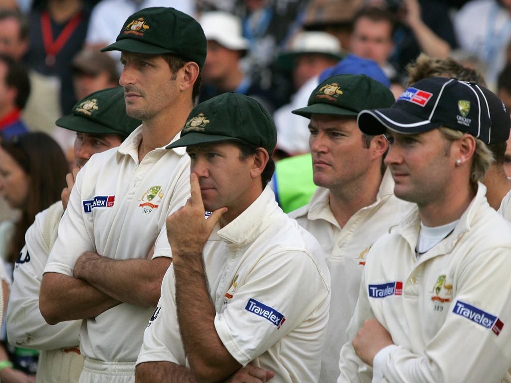 Australian captain Ricky Ponting and members of the 2005 Ashes squad.