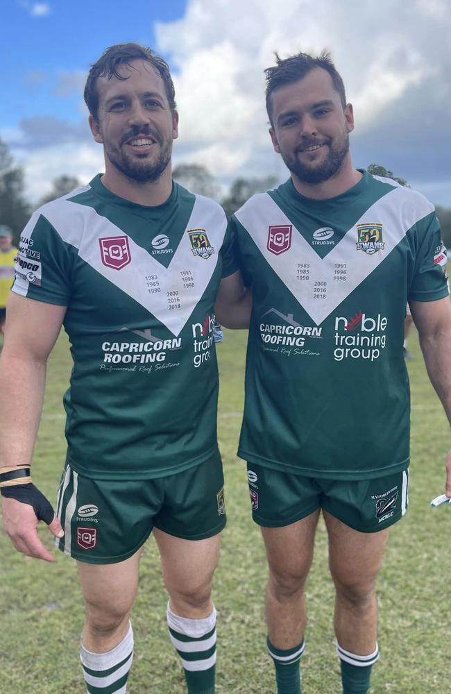 Maroochydore Swans player Tom Geraghty (left) has been integral in reviving the club’s A-grade team.