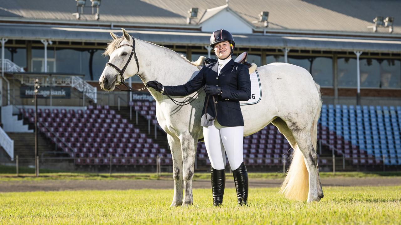 National Working Equitation champion Ellie Stenzel with her six-year-old connemara Costalota Tiggy Winkle at Toowoomba Showgrounds, Thursday, December 12, 2024. Picture: Kevin Farmer