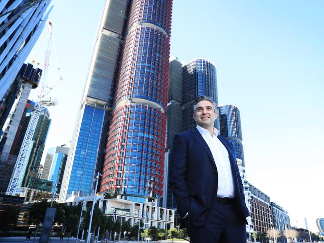 8/9/21: Lendlease CEO & MD Tony Lombardo at Barangaroo in Sydney which was built by Lendlease. John Feder/The Australian.