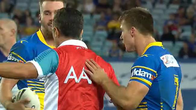 Foran took the early plea for touching the referee in Friday night’s game.