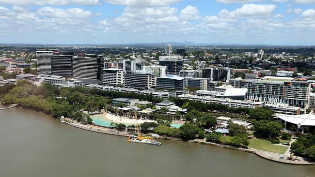 The view from the Sky Deck at Star’s new Queens Wharf complex in Brisbane. Picture: David Clark