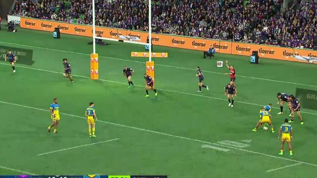 Melbourne Storm clearly offside against Parramatta Eels.