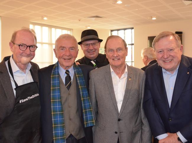 John Blackman, Phil Brady, Simon Owens, Peter Smith and Peter Hitchener at Phil Brady's 80th birthday at the Kew RSL on Sunday, June 16, 2019. Picture: Fiona Byrne