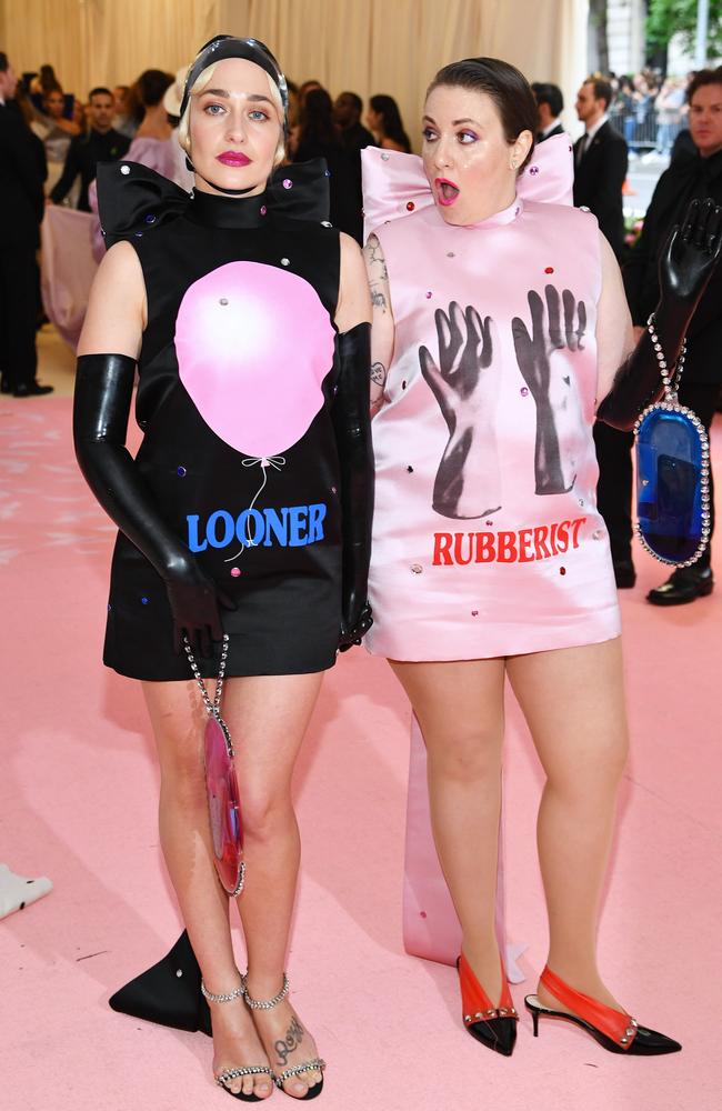 Jemima Kirke, left, and Lena Dunham. Picture: Dimitrios Kambouris/Getty Images for The Met Museum/Vogue