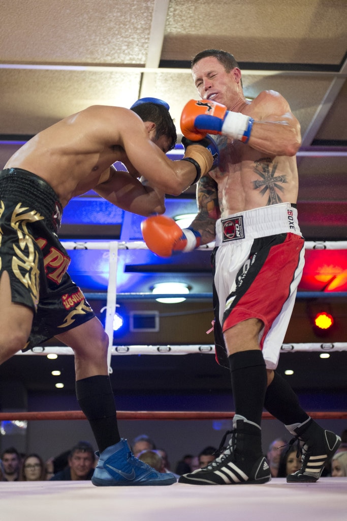 Jamie Hilt fights Apichat Koedchatturat for the Queensland welterweight belt at Smithy and TGW Bring The Big Fights 14 at Rumours International, Saturday, October 22, 2016. Picture: Kevin Farmer