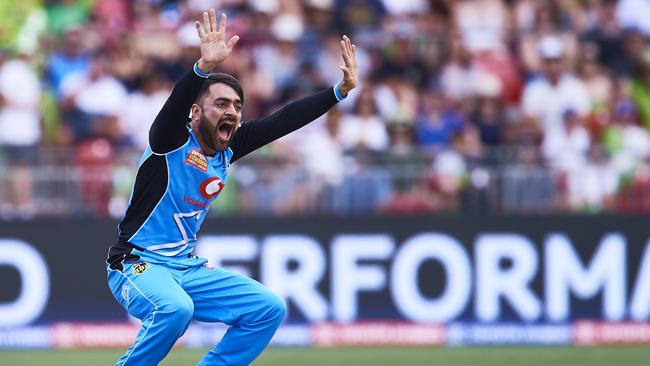 Rashid Khan in action for the Adelaide Strikers. Picture: Brett Hemmings/Getty Images