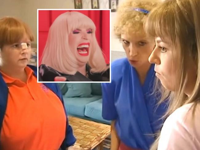 Trixie and Katya watch Kath and Kim.