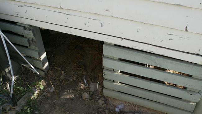 Daniel’s body was found by a dog here under this Myrtleford house. Picture: Darren Mcnamara