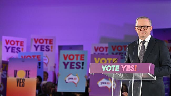 The Prime Minister, Anthony Albanese, at the Yes23 Campaign Launch in the northern Adelaide suburb of Elizabeth. Picture: NCA NewsWire / Brenton Edwards