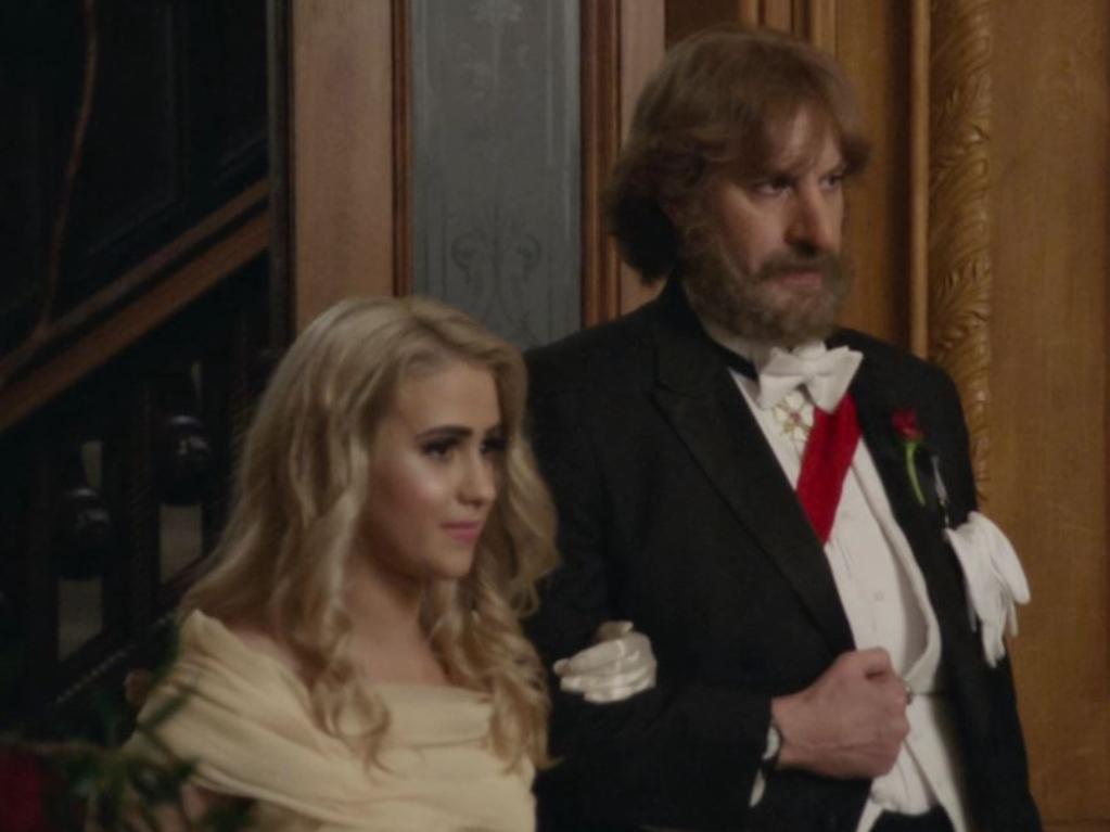 Bakalova and Baron Cohen in the new Borat film. Picture: Amazon Prime Video