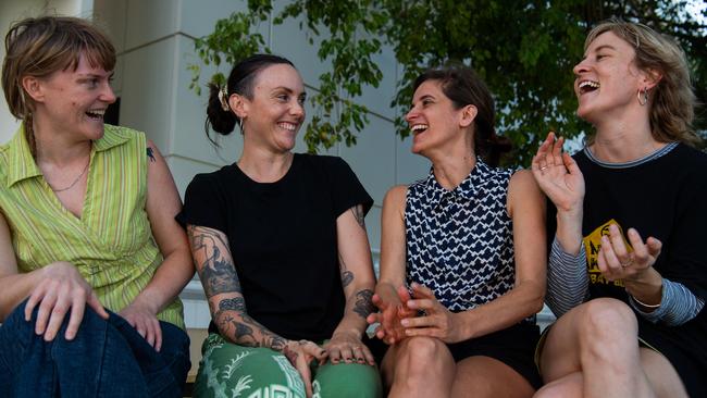 Sib Hare Breidahl, Kat McNamara, Suki Dorras-Walker and Maud Mussared as Kat McNamara has declared victory in Nightcliff and is now turning their attention to Parliament. Picture: Pema Tamang Pakhrin