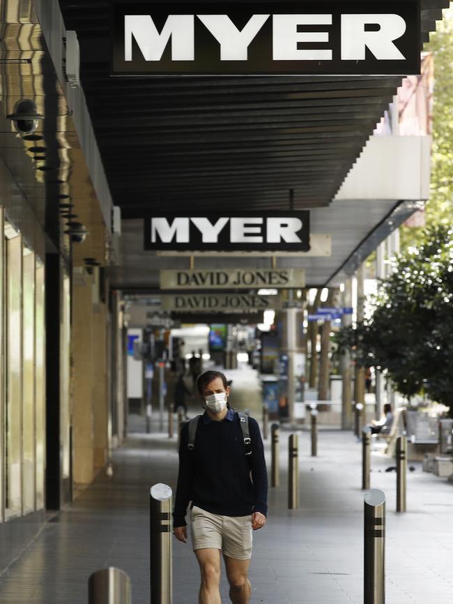 Myer and David Jones should merge and promptly close something like half their combined stores. Picture: Daniel Pockett