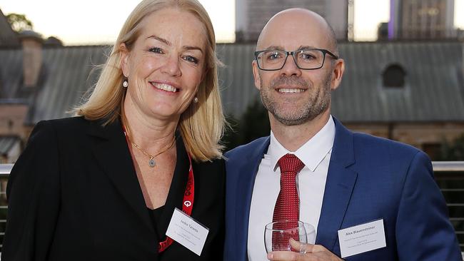 Jackie Taranto and Alex Blauensteiner pictured at the Green Deck, Parliament House, Brisbane 1st of April 2019.  Qode is an international tech and innovation event.  (AAP Image/Josh Woning)