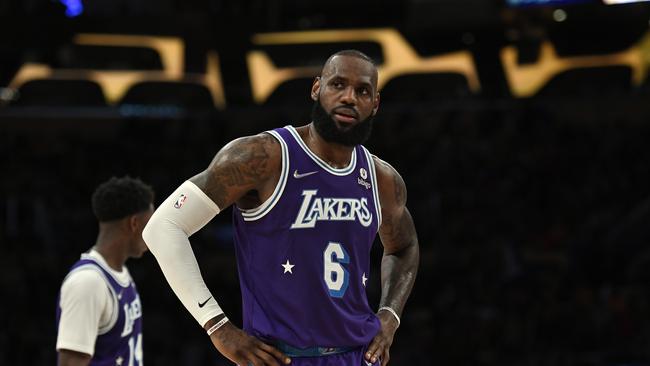 LeBron James of the Los Angeles Lakers. Photo by Kevork Djansezian/Getty Images