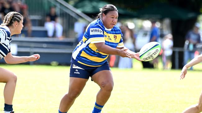 Loretta Lealiifano. Women's club rugby between Brothers and Easts. Saturday April 13, 2024. Picture, John Gass