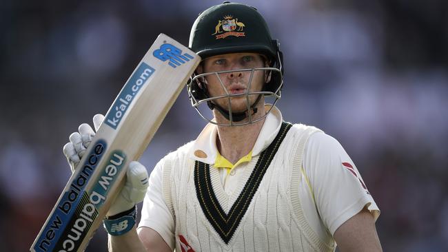 Steve Smith raises his bat after being dismissed for 82. Picture: Getty Images