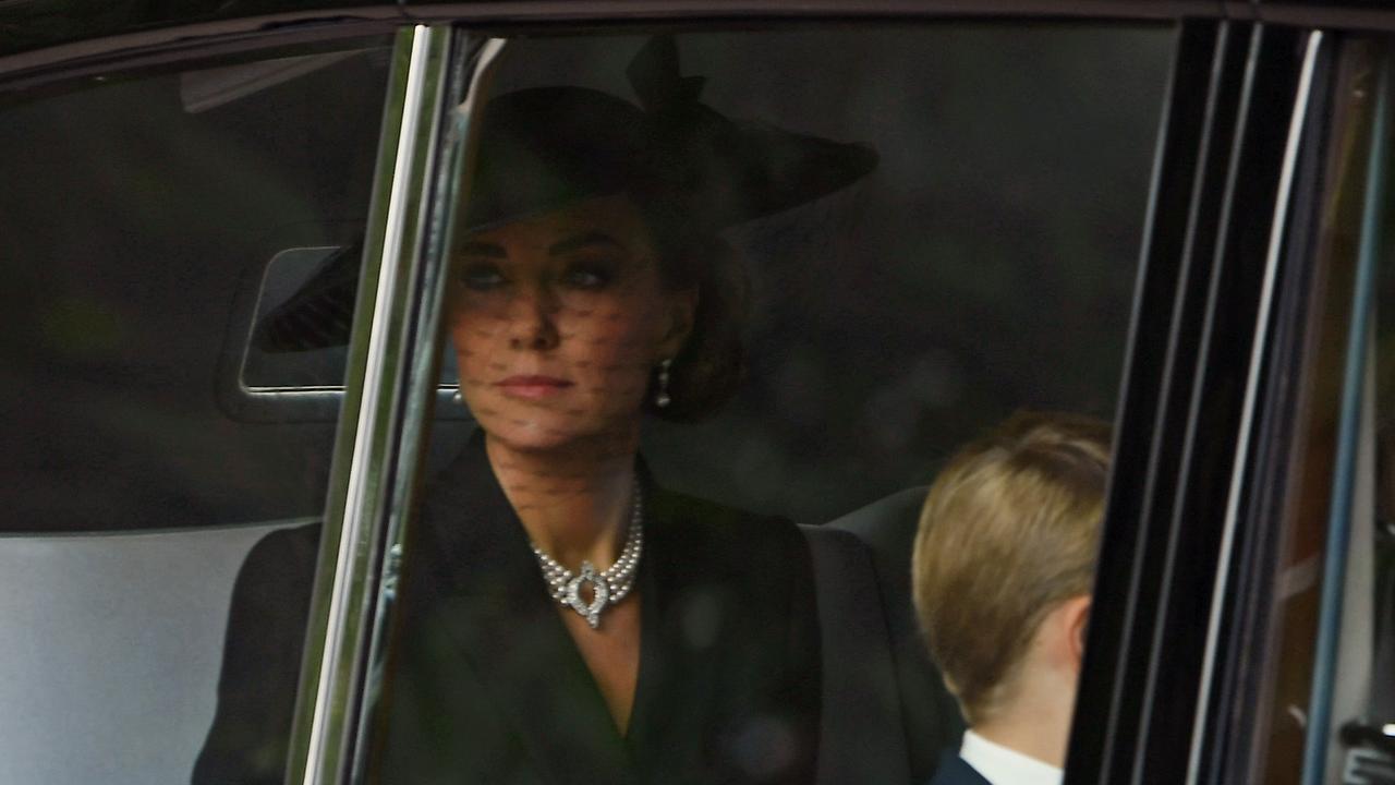 Kate was spotted wearing the necklace at the Queen’s funeral. Picture: Joe Maher/ Getty Images.