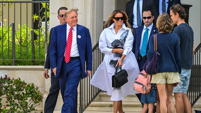 Donald and Melania Trump after voting in Florida's primary last month. Picture: AFP