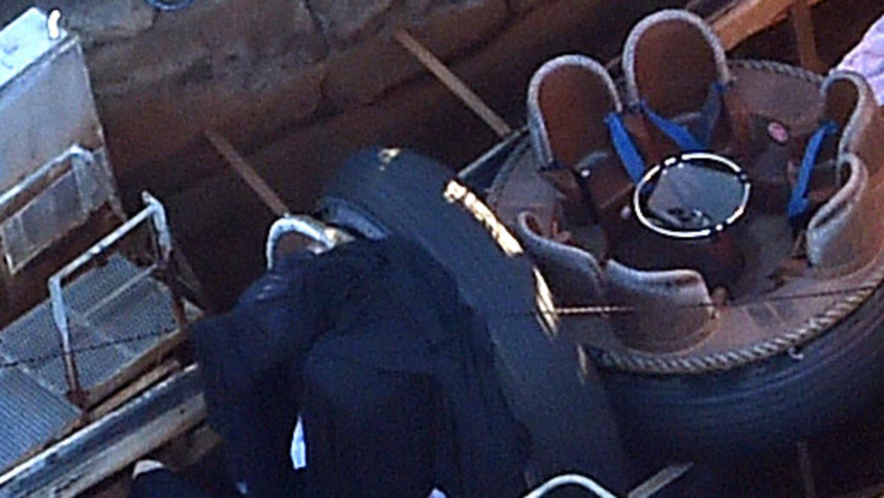 Authorities investigating the tragedy on Dreamworld’s Thunder River Rapids ride. Picture: Dan Peled