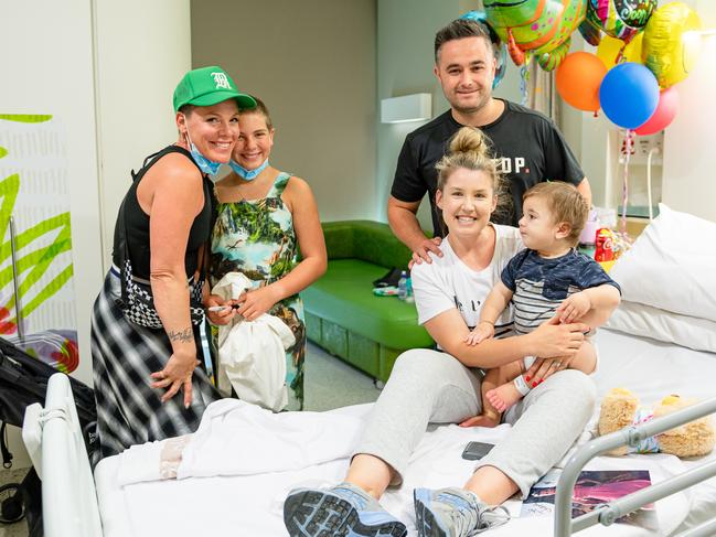 Pop singer Pink visits sick kids at the Royal Children's Hospital. Photo: Ian Laidlaw