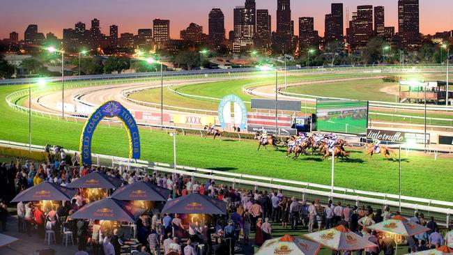 An artist’s impression of night racing at the Gold Coast Turf Club.