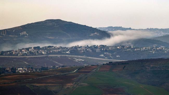 Northern Israel along the border with Lebanon as smoke billows over the Lebanese village of Kfar Kila during reported Israeli bombardment, amid ongoing cross-border tensions. Picture: AFP