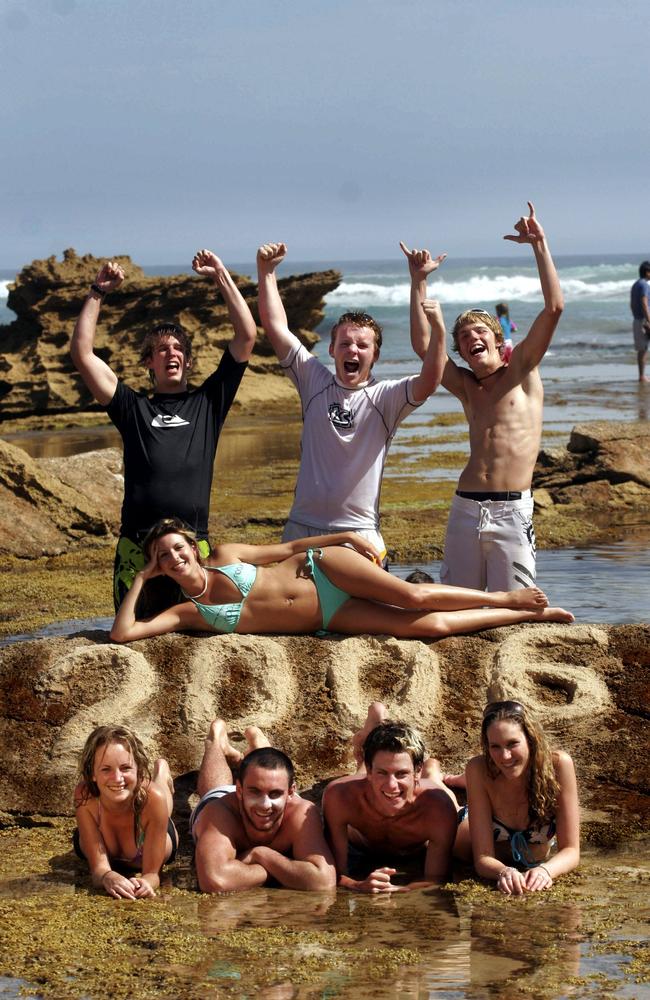 (L to R, back row) Luke Muhlhan, Ross Collins, Zeb Madden, (middle row) Jess Daly, (front row) Hollie Madden, Liam Fitzgerald, James Gangell, Chase Duckworth, all from Melbourne city made their mark on Sorrento. Picture: Andrew Maccoll.