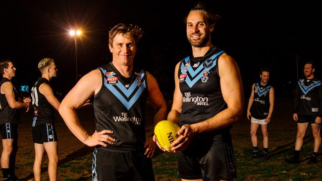 Blackfriars Old Scholars coach Jarrad O’Riley (left) is confident his side can perform in division five this year. Picture: Morgan Sette