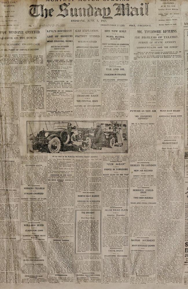 The first edition of The Sunday Mail, June 3, 1923.