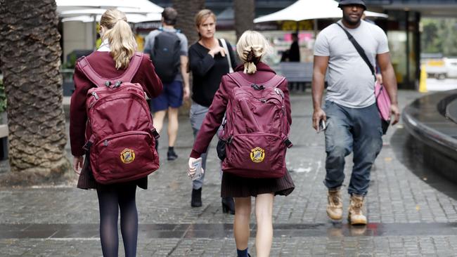 GENERIC AUSTRALIAN STUDENTS - BACK VIEW -  SYDNEY, AUSTRALIA - NewsWire Photos MAY 4, 2021: Students travel home after school. Picture: NCA NewsWire / Nikki Short