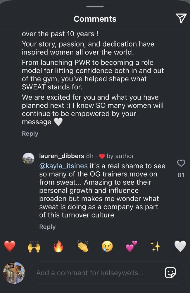 Wells' liked a comment from someone who speculated about the app’s ‘turnover culture’. Picture: Instagram/KelseyWells