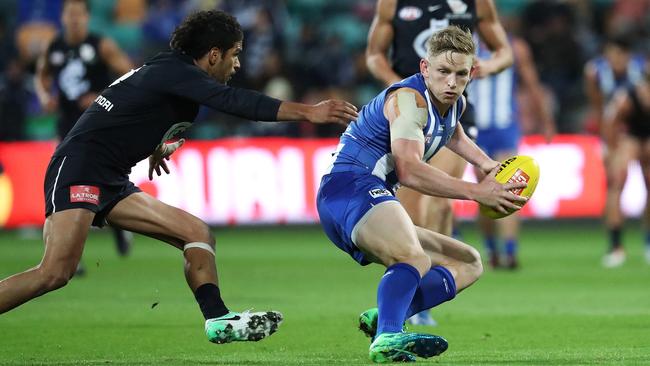 Jack Ziebell and the Roos smacked Carlton last season. Picture: Nikki Davis-Jones