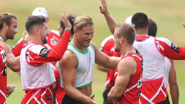 Jack de Belin during St George Dragons training at WIN Stadium, Wollongong. Picture: Brett Costello