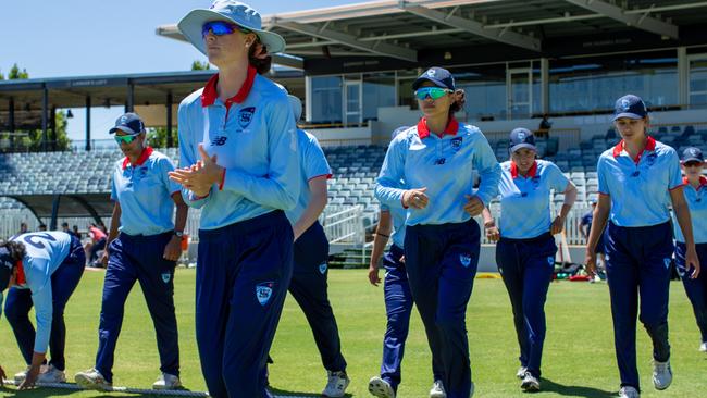 NSW Metro players set foot on the WACA Ground for the final, Cricket Australia Under-19 National Female Cricket Championships in Perth, 12 December, 2022. Picture: Cricket Australia