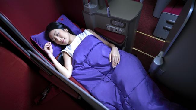 On board a Hong Kong Airlines flight.