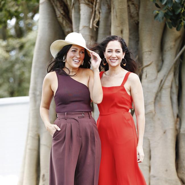 Mel McLaughlin (left) and her sister Leanne McLaughlin arrive. Picture: Sam Ruttyn