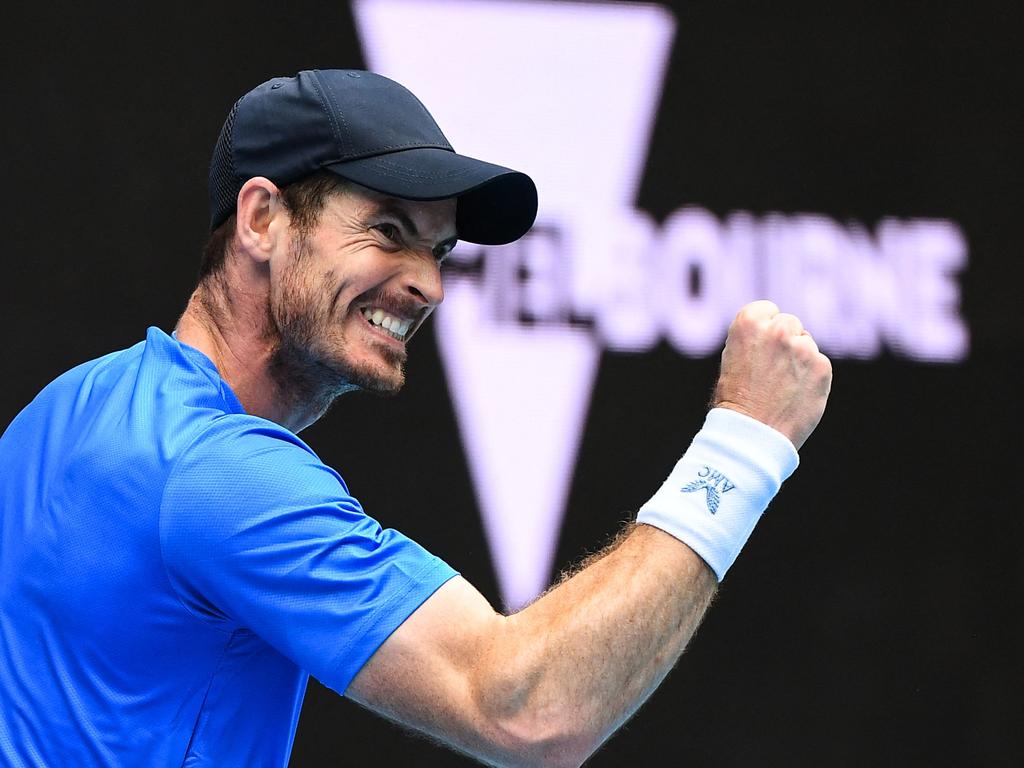 Andy Murray dug deep to see off No.21 Nikoloz Basilashvili 6-1, 3-6, 6-4, 6-7 (5-7), 6-4 in the first round of the Australian Open. Picture: William West/AFP