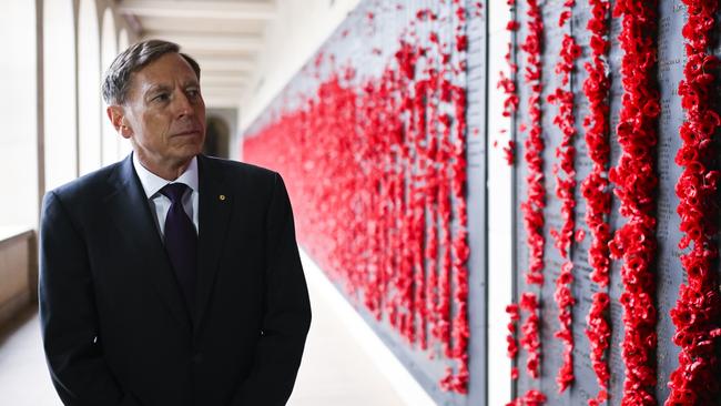 Retired US general David Petraeus at the War Memorial. Picture: AAP