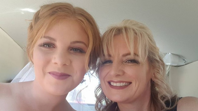 Katy Innes and her mother Yanina Smith on Katy's wedding day. Katy, 25, is recovering from a brain bleed in hospital. She is 31 weeks pregnant and has made progress, but has a huge road ahead. Source: SUPPLIED.