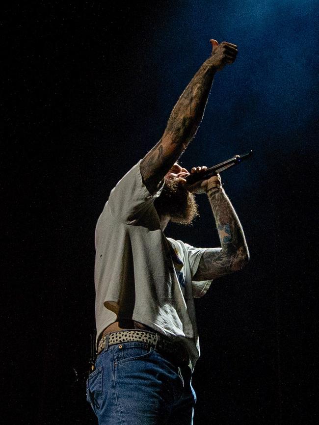 Post Malone performs at the RNA Showgrounds. Photo - Stephen Archer