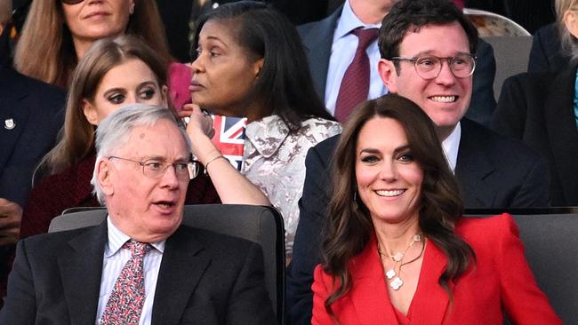 With Prince Richard, Duke of Gloucester at the Coronation Concert. Picture: Leon Neal / POOL / AFP