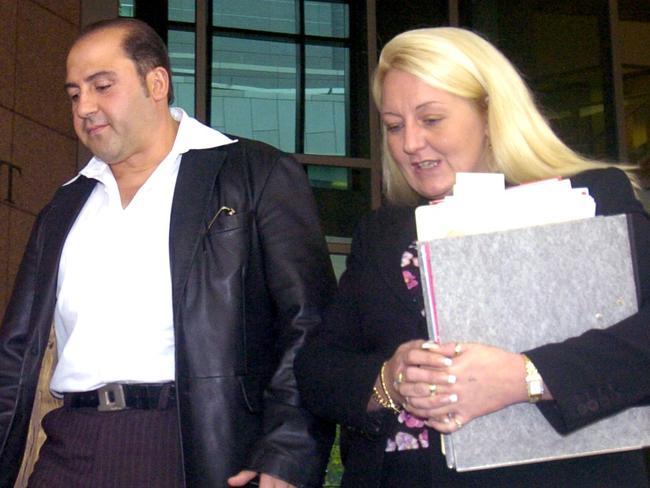 Mokbel and Gobbo outside the Melbourne Magistrates’ Court. 