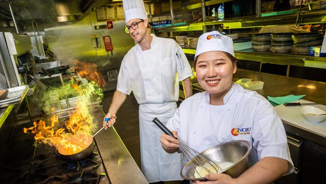 Chefs Jeremy Robins and Angie Zhang. Picture: Jake Nowakowski