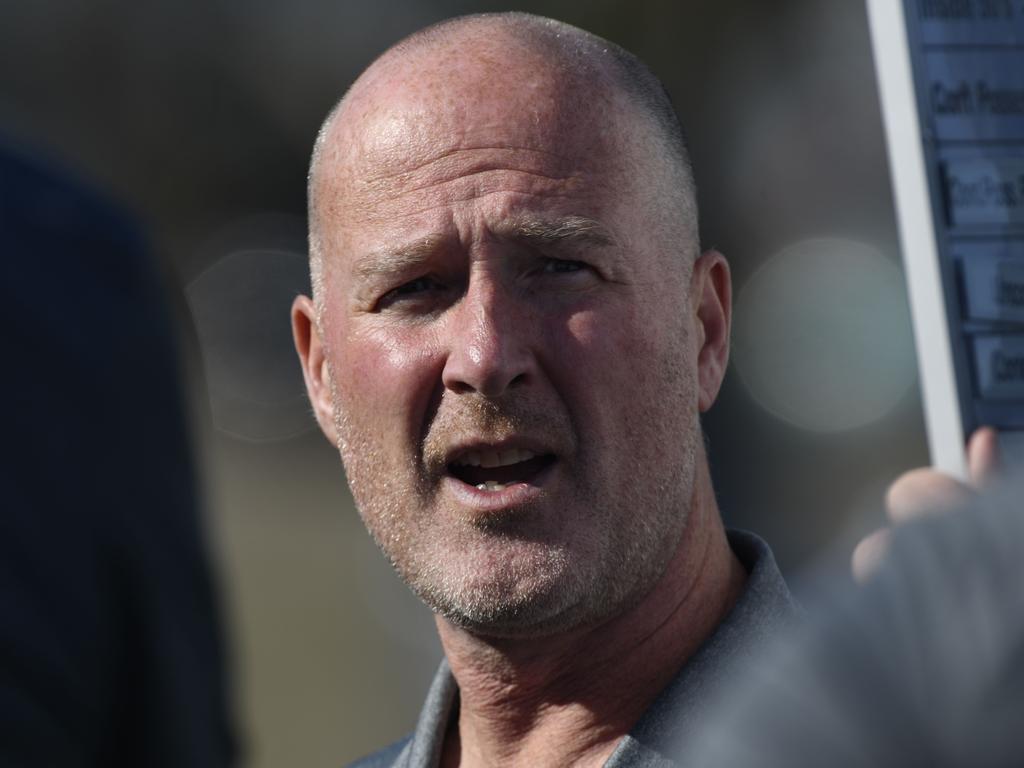 ADELAIDE, AUSTRALIA - AUGUST 29, 2020: Action from the South Adelaide/Central District SANFL game in Noarlunga - CentralÃs coach Jeff Andrews. Picture: Naomi Jellicoe