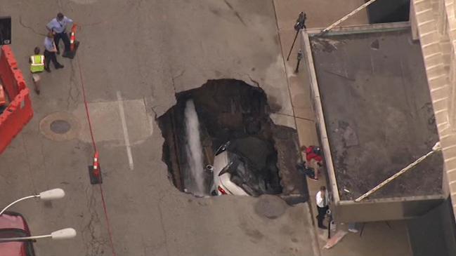 Crazy sinkhole swallows car whole