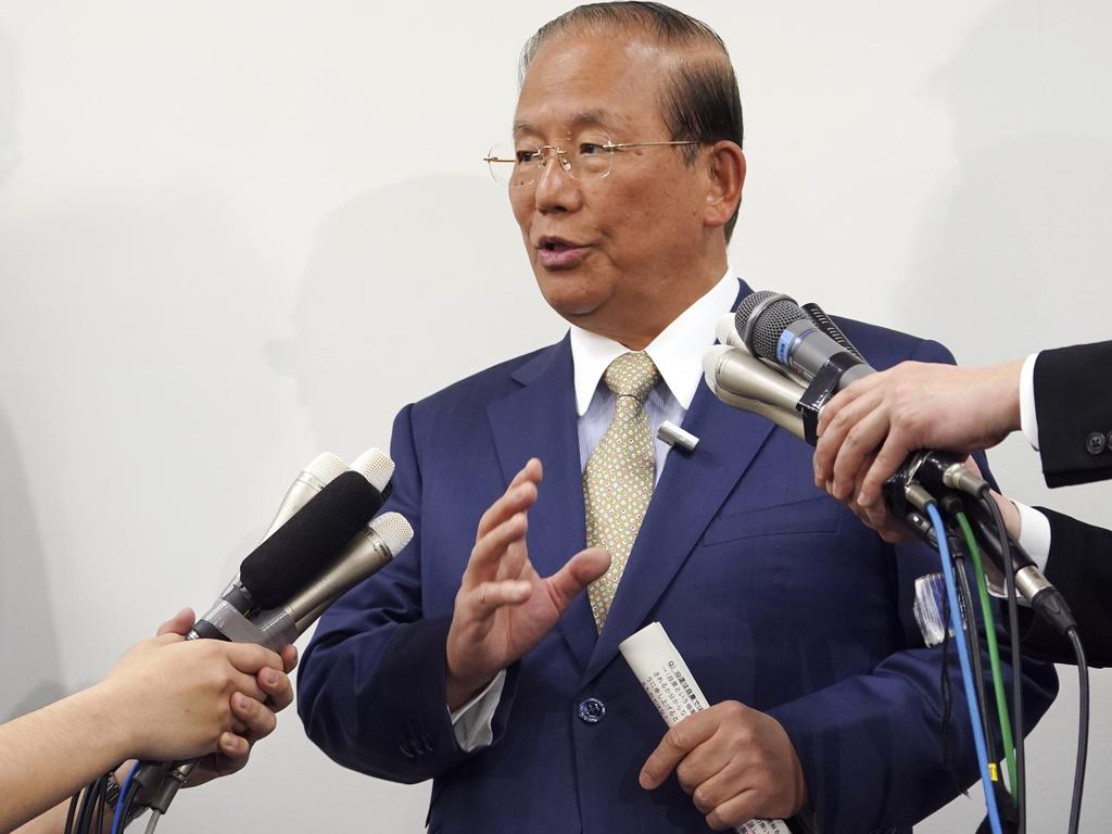 Toshiro Muto, CEO of the Tokyo 2020 Organising Committee, answers questions during a news conference in Tokyo. Picture: AP